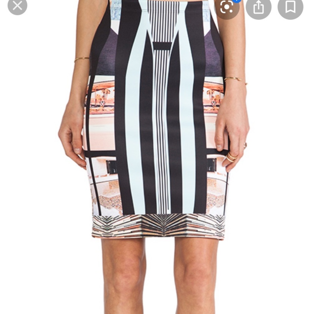 Clover Canyon Desert Print Graphic Bodycon Skirt, XS